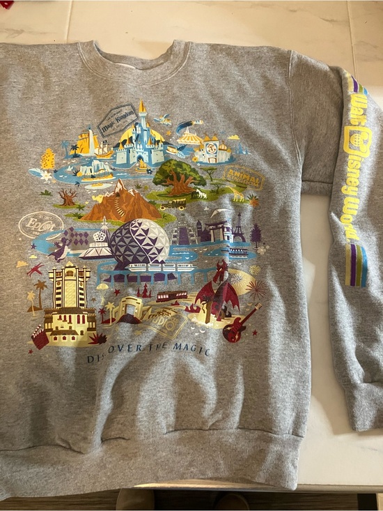 Disney Tops - Disney Walt disney world grey Sweatshirt with Colorful Park Montage